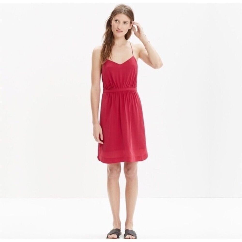 Madewell Women's Silk Cami Dress Size 4 Magenta Sleeveless Summer Casual